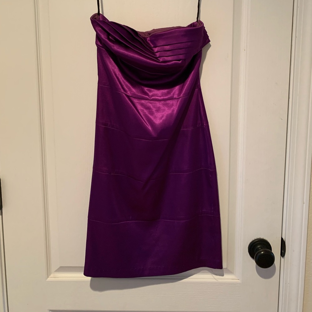 Bright purple strapless dress